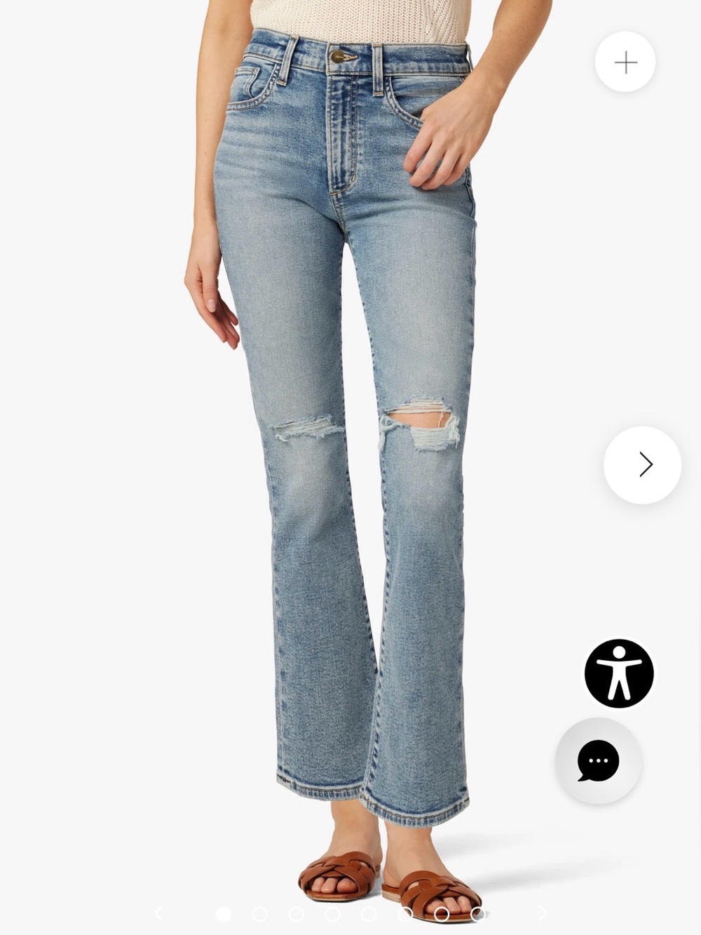 Joe’s Callie High-Rise Cropped Light Blue Distressed Flare Jeans